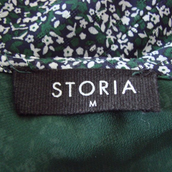 Floral Summer Sleeveless Mini Dress Storia Green White Ruffles Wedding Medium - Picture 4 of 16